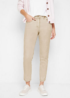 High Waist Cropped Twill Jeans