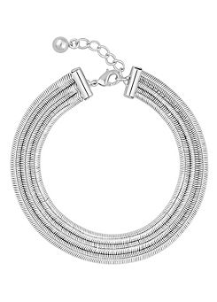 Inicio Recycled Sterling Silver Plated Multi Row Snake Chain Bracelet - Gift Pouch