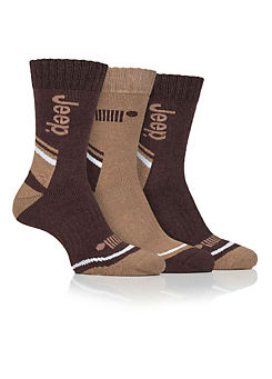 Jeep Mens 3 Pack Brown/Earth Performance Boot Socks