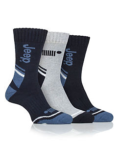 Jeep Mens 3 Pack Navy/Blue Performance Boot Socks
