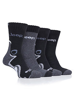 Jeep Mens 4 Pack Black/Charcoal Performance Technical Socks