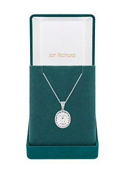 Jon Richard Rhodium Plated Cubic Zirconia Statement Crystal Pendant Necklace - Gift Boxed