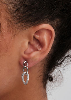 Jon Richard Silver Plated Polished & Crystal Chain Drop Earrings