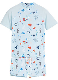Kids Sea Print Vest & Shorts Swim Set