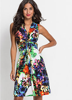Knotted Sleeveless Floral Dress