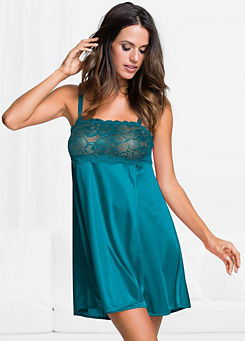 Lace Detail Satin Negligee