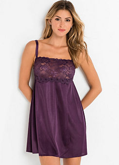 Lace Detail Satin Negligee