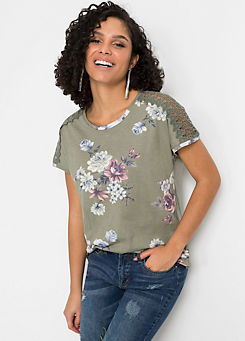 Lace Trim Floral T-Shirt