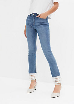 Lace Trim Straight Leg Jeans