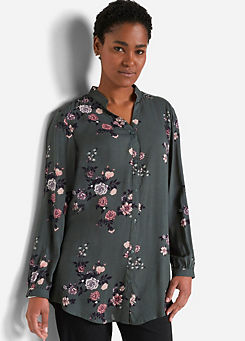 Longline Floral Print Tunic Blouse