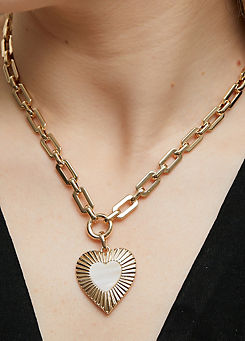 MOOD By Jon Richard Gold Mother of Pearl Textured Heart Short Pendant Necklace