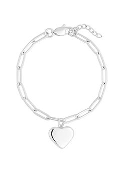 MOOD By Jon Richard Silver Stainless Steel Polished Heart Chain Bracelet