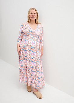 Maternity Wrap Floral Print Maxi Dress