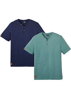 Pack of 2 Henley Short Sleeve T-Shirts