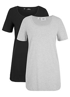 Pack of 2 Longer Length Round Neck T-Shirts
