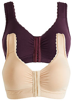 Pack of 2 Non Wired Front Fastening Bras
