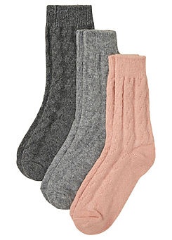 Pack of 3 Knitted Cable Socks