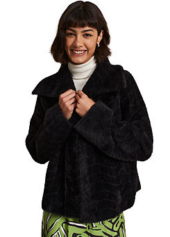Phase Eight Lucy Black Faux Fur Jacket