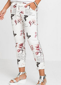 Piped Printed Trousers