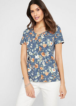 Pleated Floral T-Shirt