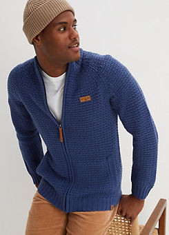 Pleather Trim Knitted Cardigan