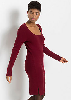 Plunge Neck Knitted Dress