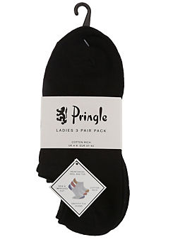 Pringle Ladies Pack of 3 Black Trainer Socks