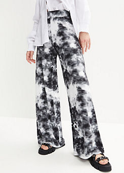Printed Jersey Wide Leg Trousers