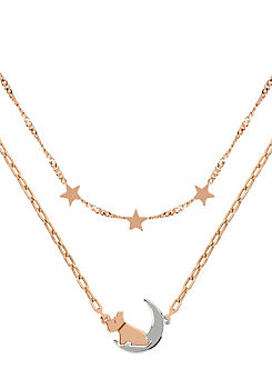 Radley Ladies 18ct Rose Gold Plated Two Tone Dog in Moon Necklace