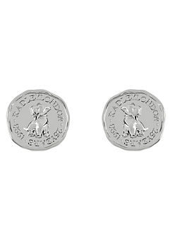 Radley London Ladies Signature Penny Silver Plated Hammered Penny Stud Earrings