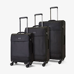 Rock Paris 3 Piece Set of 8 Wheel Softshell Suitcases