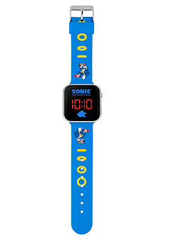 Sega Sonic The Hedgehog Blue LED Kids Watch with Printed Character Strap