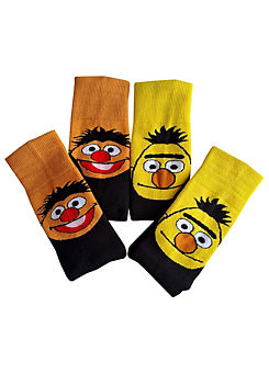 Sesame Street Mens Bert & Ernie 2Pk Slipper Socks