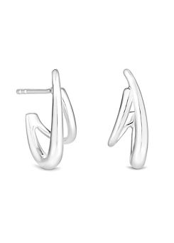 Simply Silver Sterling Silver 925 Polished Double Row Hoop Earrings