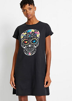 Skull Print T-Shirt Dress