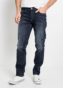 Slim Fit Straight Cargo Stretch Jeans