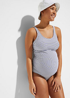 Tie Back Striped Maternity Swimsuit
