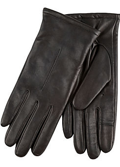 Totes Isotoner Black Cashmere Lined One Point Premium Leather SmarTouch™ Gloves