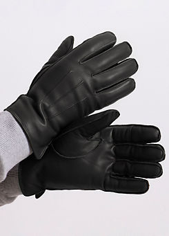 Totes Isotoner Mens Premium 3 Point Black Leather SmarTouch™ Gloves
