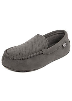 Totes Isotoner Men’s Grey Airtex Suedette Moccasin Slippers