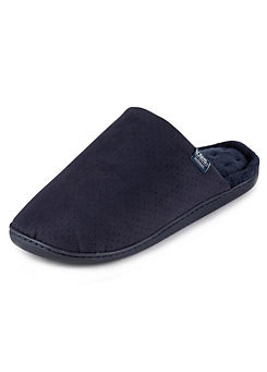 Totes Isotoner Men’s Navy Perforated Suedette Mule Slippers