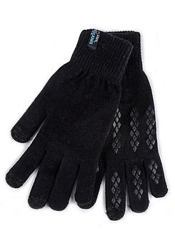 Totes Mens Black Stretch Knitted SmarTouch™ Gloves
