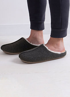 Totes Mens Felted Centre Seam Charcoal Mule Slippers