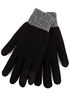 Totes Mens Stretch Black Knitted SmarTouch™ Gloves