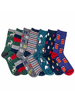 Totes Men’s 7 Days Of The Week Christmas Ankle Socks