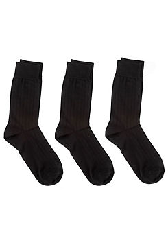 Totes Men’s Pack Of 3 Italian Cotton Rich Black Ankle Socks