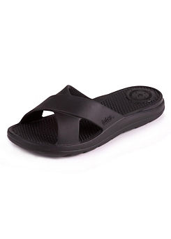 Totes SOLBOUNCE Ladies Cross Slider Sandals in Black