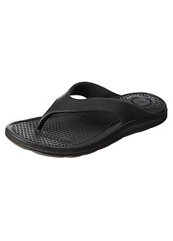 Totes SOLBOUNCE Mens Toe Post Sandals in Black