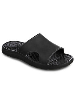 Totes SOLBOUNCE Mens Vented Slide Sandals in Black