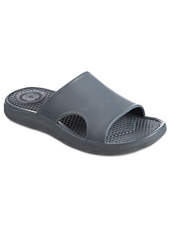 Totes SOLBOUNCE Mens Vented Slider Sandals in Mineral Grey